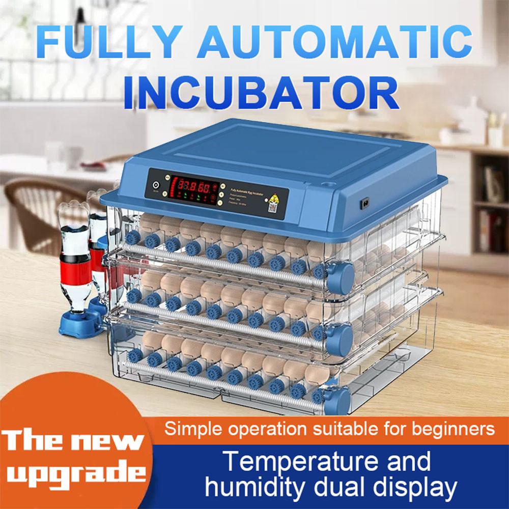 192/128/100/64 Eggs 3-in-1 Incubator Water Replenishment Adjustable Egg Tray Hatcher Machine Plastic Fully Automatic Temperature Control Incubator