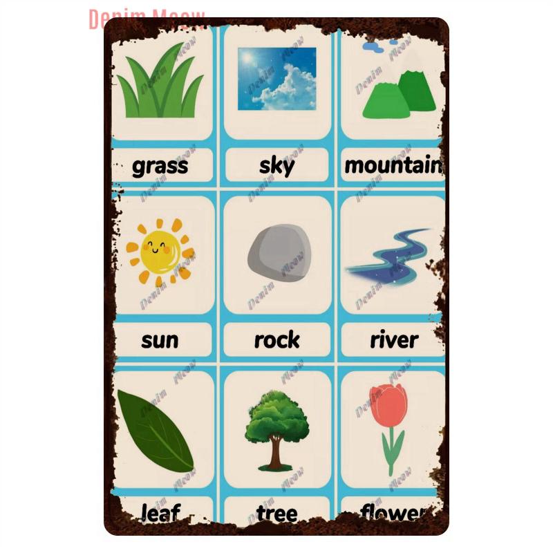 Funny Plants Metal Tin Sign Vintage English Flowers Retro Fruits Butterflys Animals Wall Poster Home Plates WY