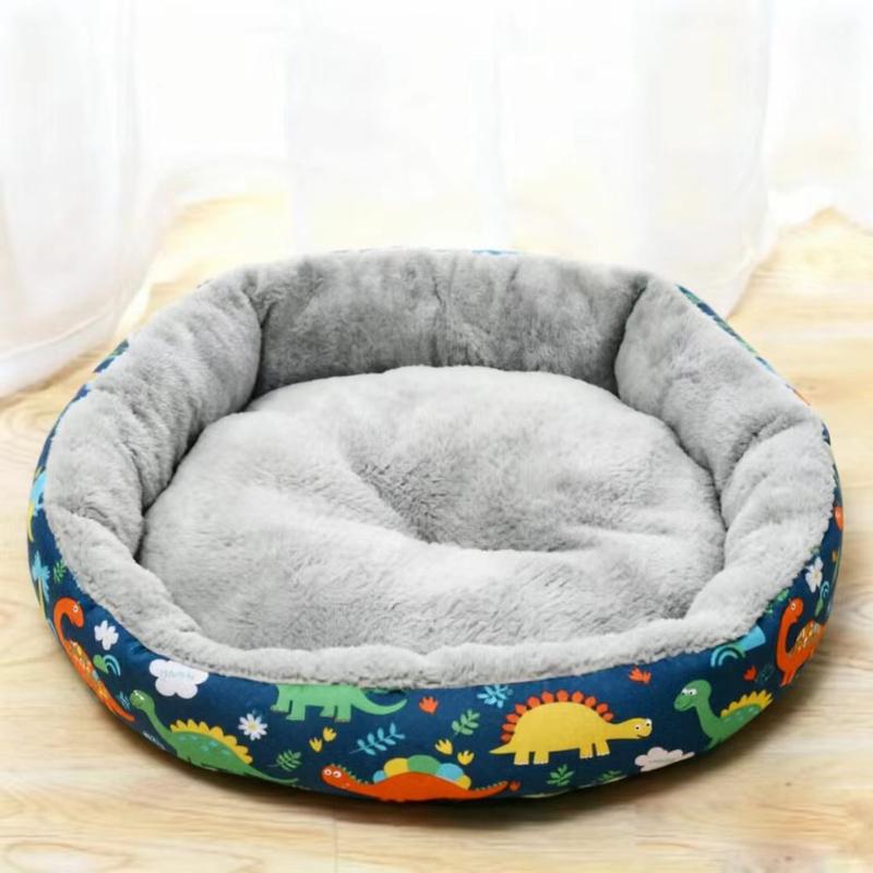 Cute Printed Cat Nest, Round Enclosed Warm Pet Nest, Suitable for All Seasons, Small Dog Nest