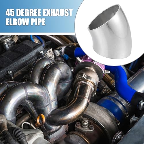 A ABSOPRO 45 Degree Steel Exhaust Elbow Pipe Bend Tube, Durable 32mm OD Modified Exhaust Elbow Pipe, SS304 Stainless Steel, Silver Tone (Set of 4