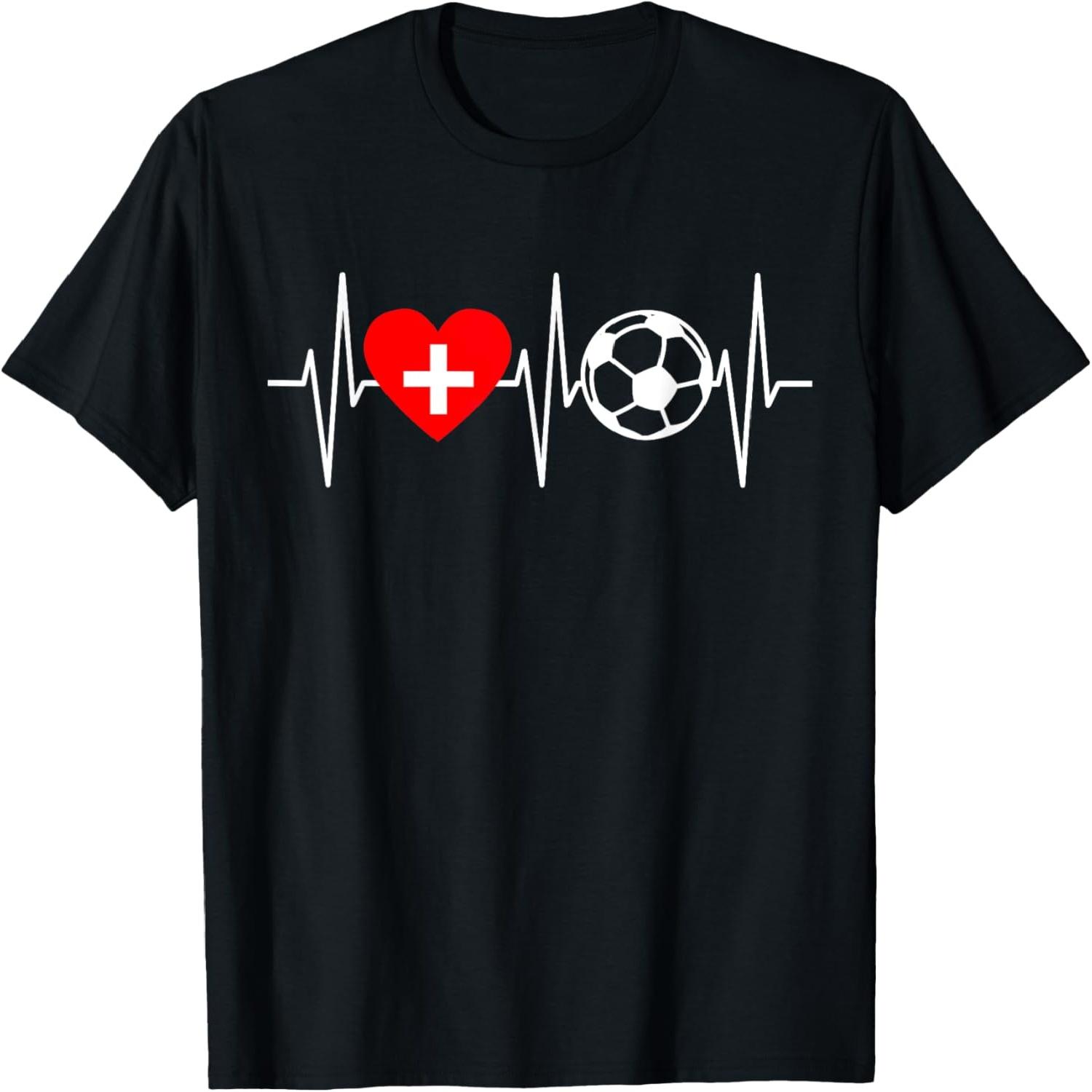Switzerland Soccer Shirt Flag Heart Swiss Soccer T-Shirt S разноцветный