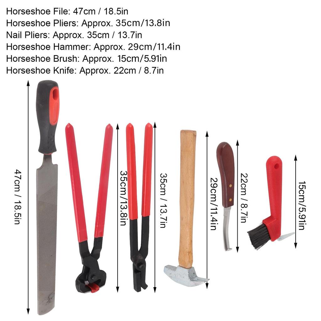 6 Piece Set Professional Horse Farrier Hoof Trim Tool Nail Horseshoe Plier Trimming Tool