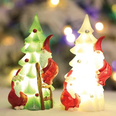 Christmas Tree Night Light Glowing Decorative Lamp Santa Climbing Christmas Tree Ornament Desktop Holiday Decor for Home Office