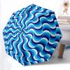 1 Stück Blaue Wellen Automatikschirm - Stilvoll, Langlebig, mit 8-Speichen Manuelles Öffnungsdesign, Eleganter Schwarzer Griffyy250920176