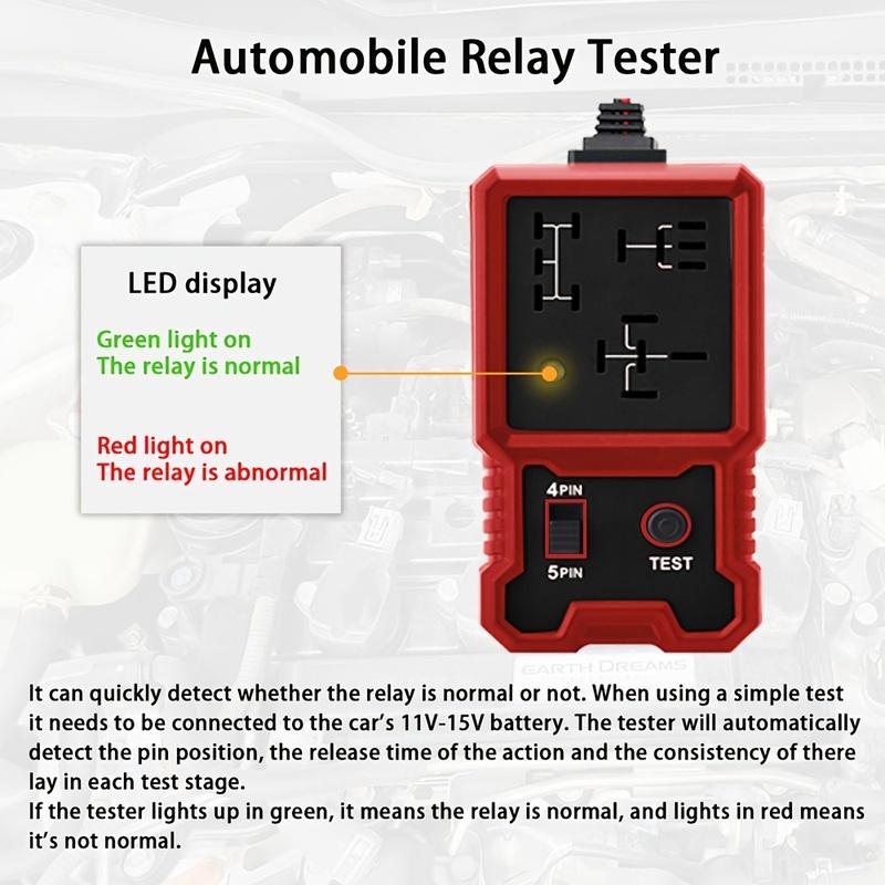 12V Car Relay Tester with Battery Clip - Universal 4/5 Pin Compatibility, Car Diagnostic Tool, Car Repair Kit, Durable and Sturdy, Car Diagnosis |