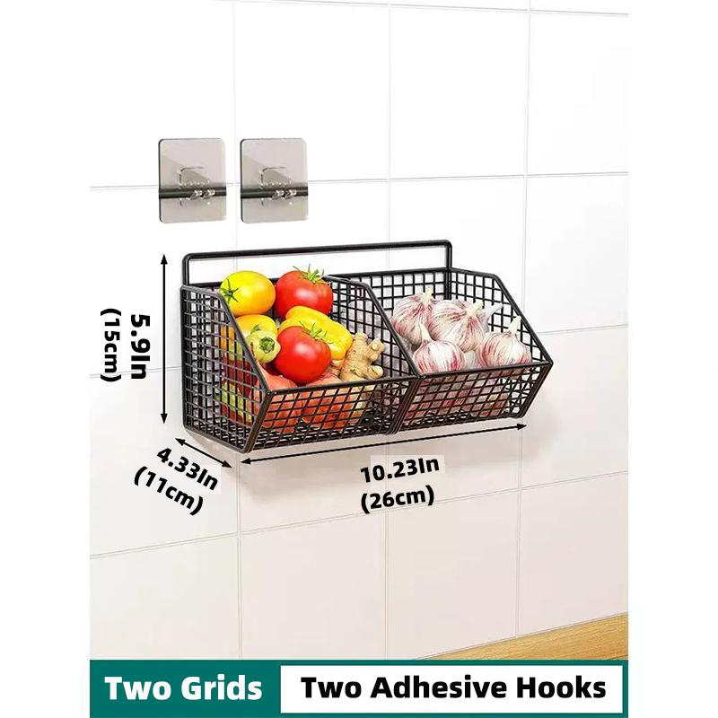 Kitchen Storage Shelf Wall Mounted Bathroom Organizer Basket No Drill Adhesive Mount Rack for Vegetable Fruit Drain Baskets