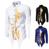 Autumn and Winter New Men's Flower Irregular Design Long-sleeved Shirt Stage Performance Clothes