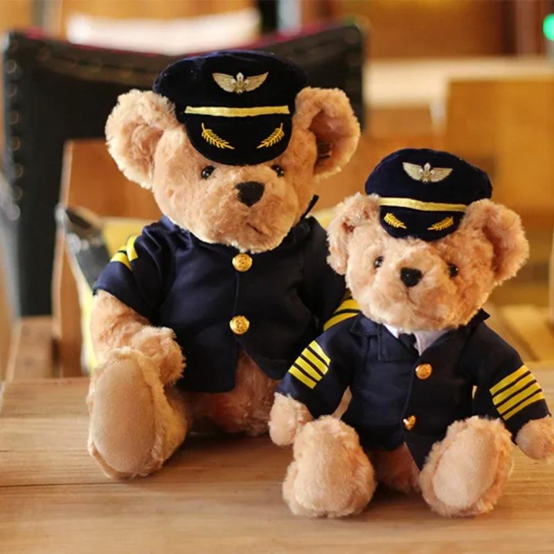 22/30/40CM urs pilot de înaltă calitate păpuși de pluș umplute moale căpitan urs păpuși de pluș Kawaii bebeluși copii cadouri de aniversare