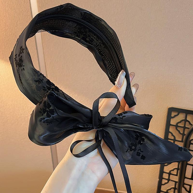 Haarband mit breiter Kante aus Satin im chinesischen Stil, Schleife, Wickel, süß, elegant, Stirnband mit Schleife, Haarschmuck