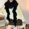 Sweet Korean Style Y2K Scarf Women Winter Soft Warm Scarf Harajuku Lace Patchwork Plush Scarf