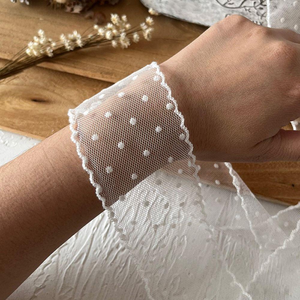 DIY Polka Dot Mesh Ribbon Retro Lace Fabric Ribbon Decoration Material Lace Trim  Apparel