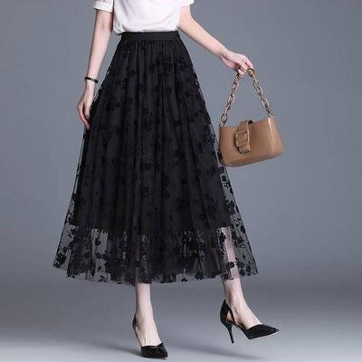 Saia bustiê floral de malha feminina primavera e verão cintura alta estampa fashion saia guarda-chuva