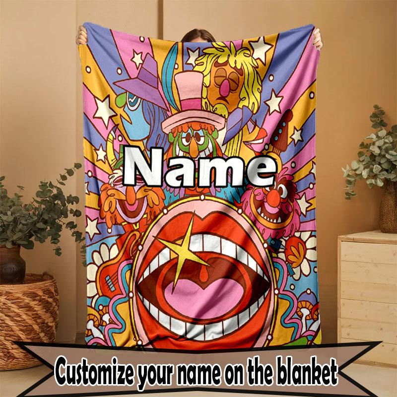 Custom Name Personalized Sesame Street Print Blanket, Home Decor, Bedroom, Sofa, Camping, Couch, Gifts for Birthday Christmas