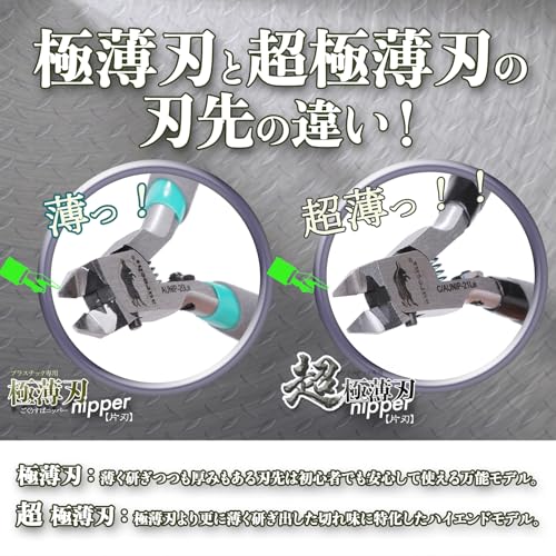 aurochs Ultra-Thin Single-Edged Nippers, Precision Cutting Tools for Plastic Models and Gate Cutting (Gray & Mint, Left-Handed)