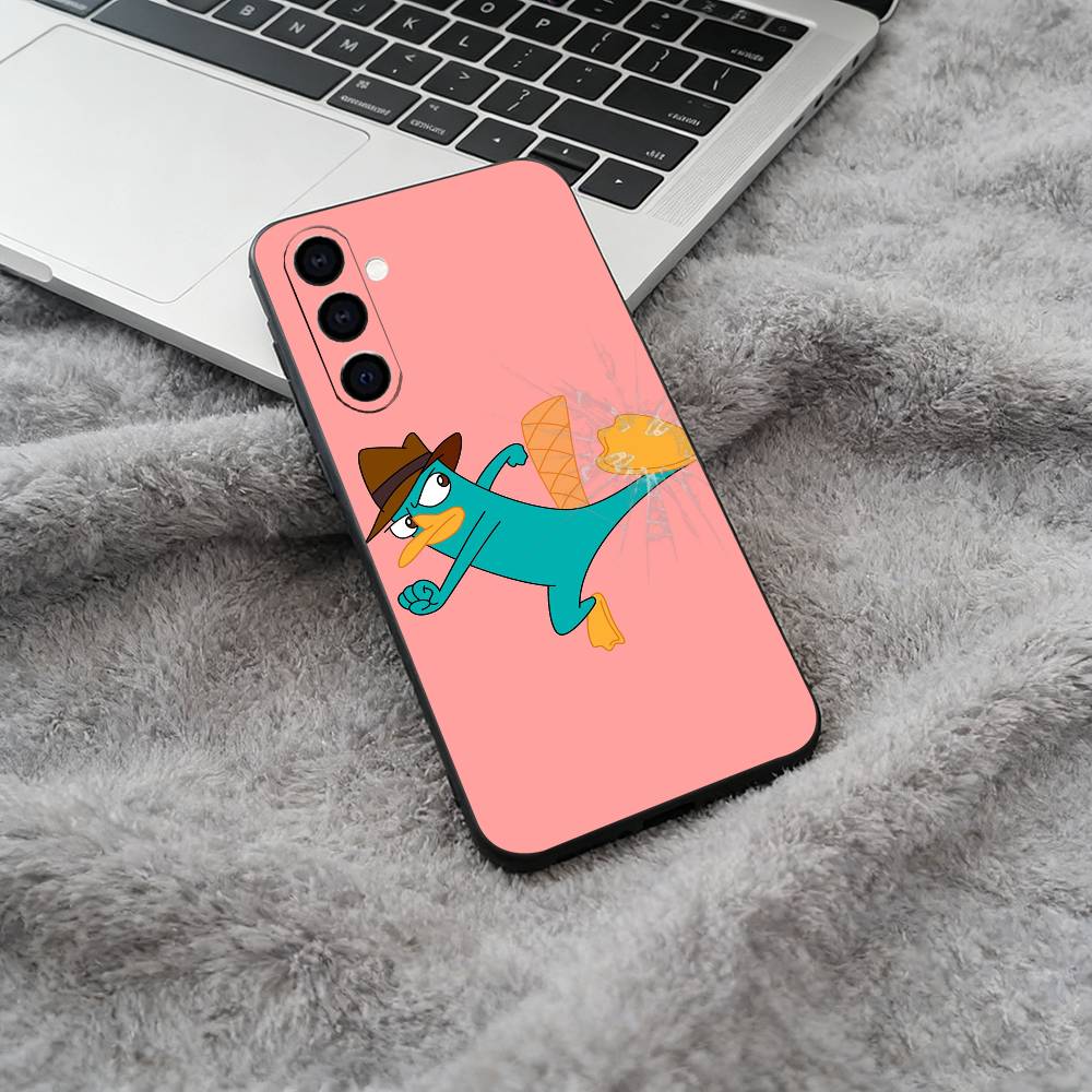 P-Perry Das P-Schnabeltier Schwarze Weiche Silikon Handyhülle für Samsung Galaxy A73, A71, A72, A70, A53, A52, A51