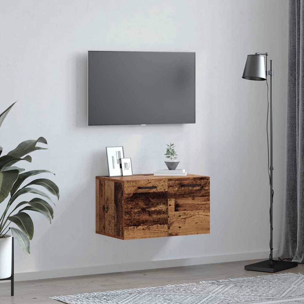 Wall Mounted Cabinet In Reclaimed Wood Look 60 X 36.5 X 35 Cm Particleboard