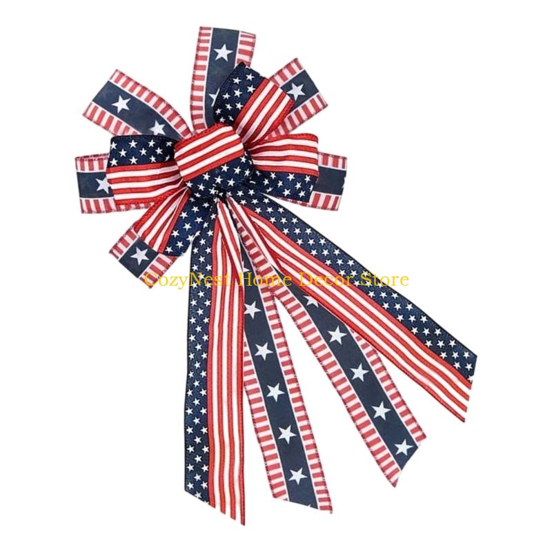 92MF Handmade Ribbon Bows For Patriotic Decoration Party Crafting Supplies Decorative Bowknot for Independence Day