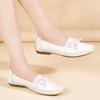 Women's White Leather Driving Moccasins Grey Flats Casual Slip On Plus Size Walking Summer Maternity Shoes