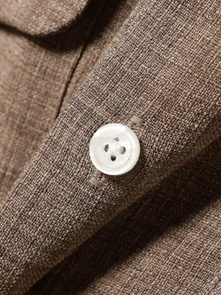 B.:MING LIFE STORE by BEAMS Herrenhemd mit offenem Kragen in Leinenoptik, Größe M, TAUPE, Größe L/S, Geeignet zur Koordination