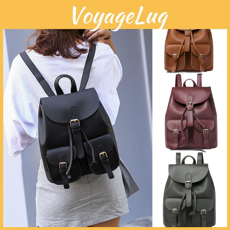Fashionable College Style Backpack For Women With Pure Color And Waterproof Feature