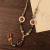 Colorful Ceramic Necklace Boho Style Handmade Adjustable Necklace Simple Woven Rope Ceramic Necklace