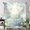 2pcs Shimmering White Angel Wings & Floral Curtains – for Kitchen   Caf   Office   Living Room & Bedroom Decor