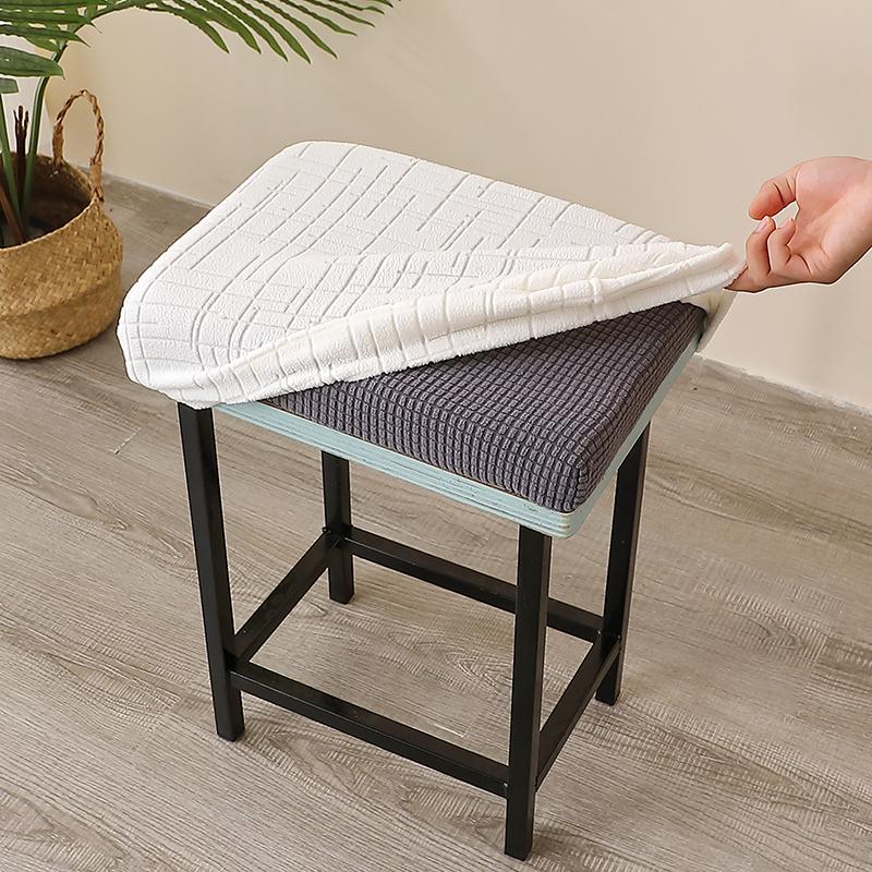 Solid Color Square Stool Chair Cover Counter Durable Saddle Stool Slipcover Dust-Proof Seat Protection Case For El Home