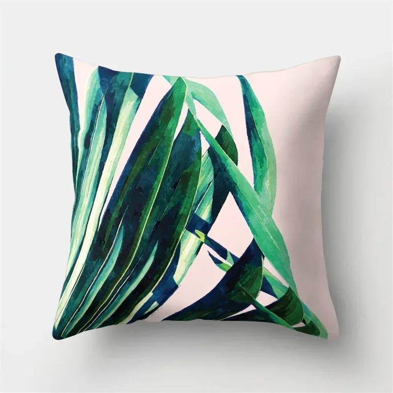 Tropical Plant Green Leaves Cactus Pillowcase Living Room Sofa Cushion Cover Office Bedroom Home Decorative Pillow Covers