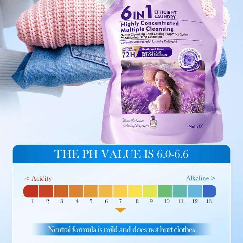 Large capacity lavender bacteriostatic laundry detergent 2KG clean and clean fragrance