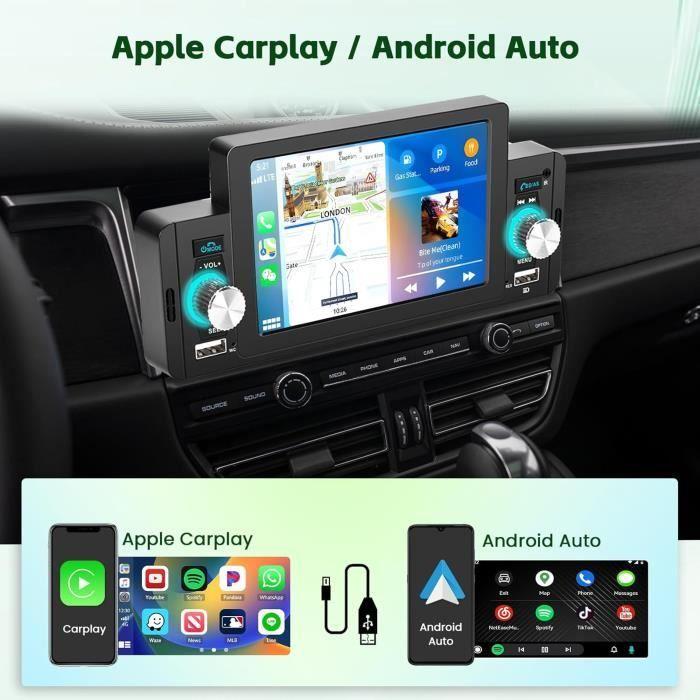 Autoradio 1 din - hikity - carplay android auto - écran tactile 5 pouces - bluetooth - microphone intégré