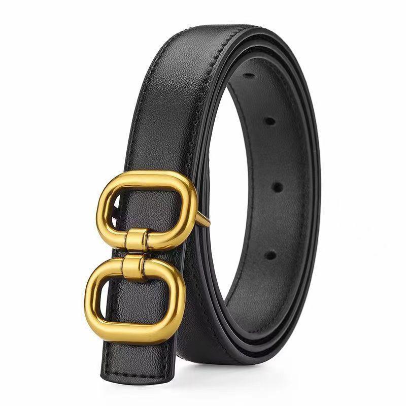 Womens PU Leather Belt With Smooth Buckle Minimalist Casual Waistband Jeans Office Everyday Wear Black Brown
