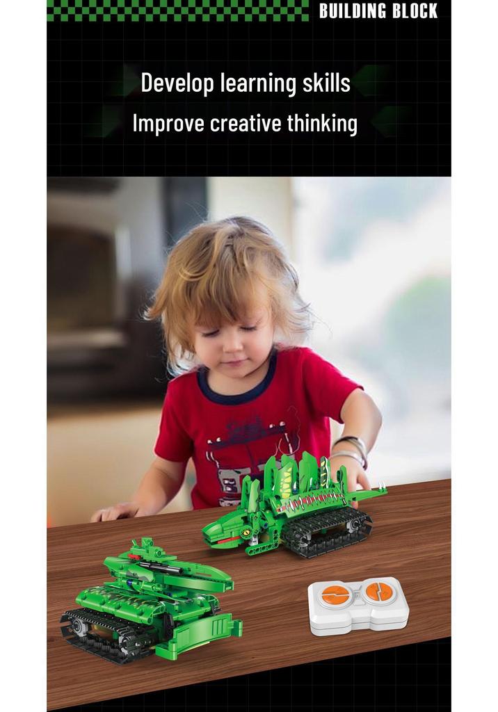 2024 5-in-1 Variable Dinosaur Mecha Building Kit: Mechanical Tyrannosaurus Rex Educational Toy