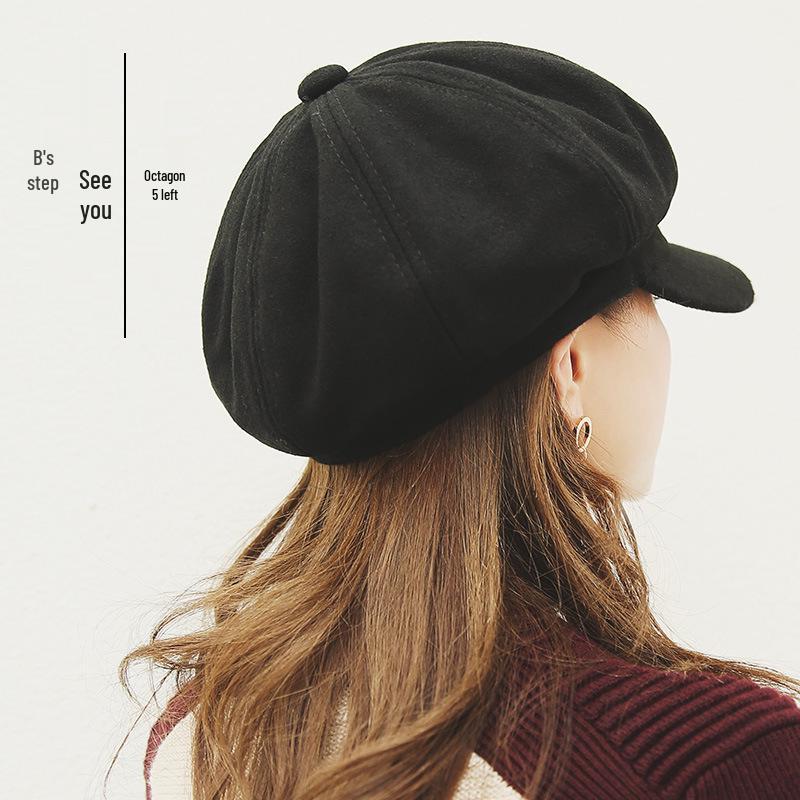 Korean Style Women's Autumn Octagonal Duck Tongue Beret - British Newsboy Casual Hat