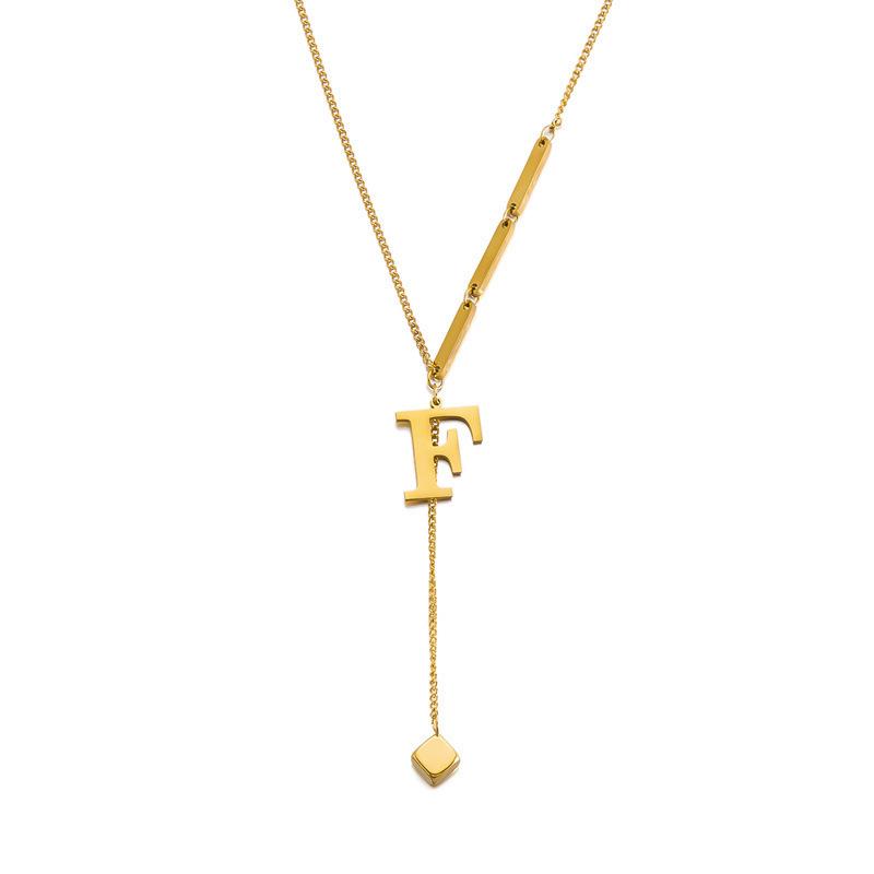 Stainless Steel Letter Necklace with Long Tassel Pendant for Women