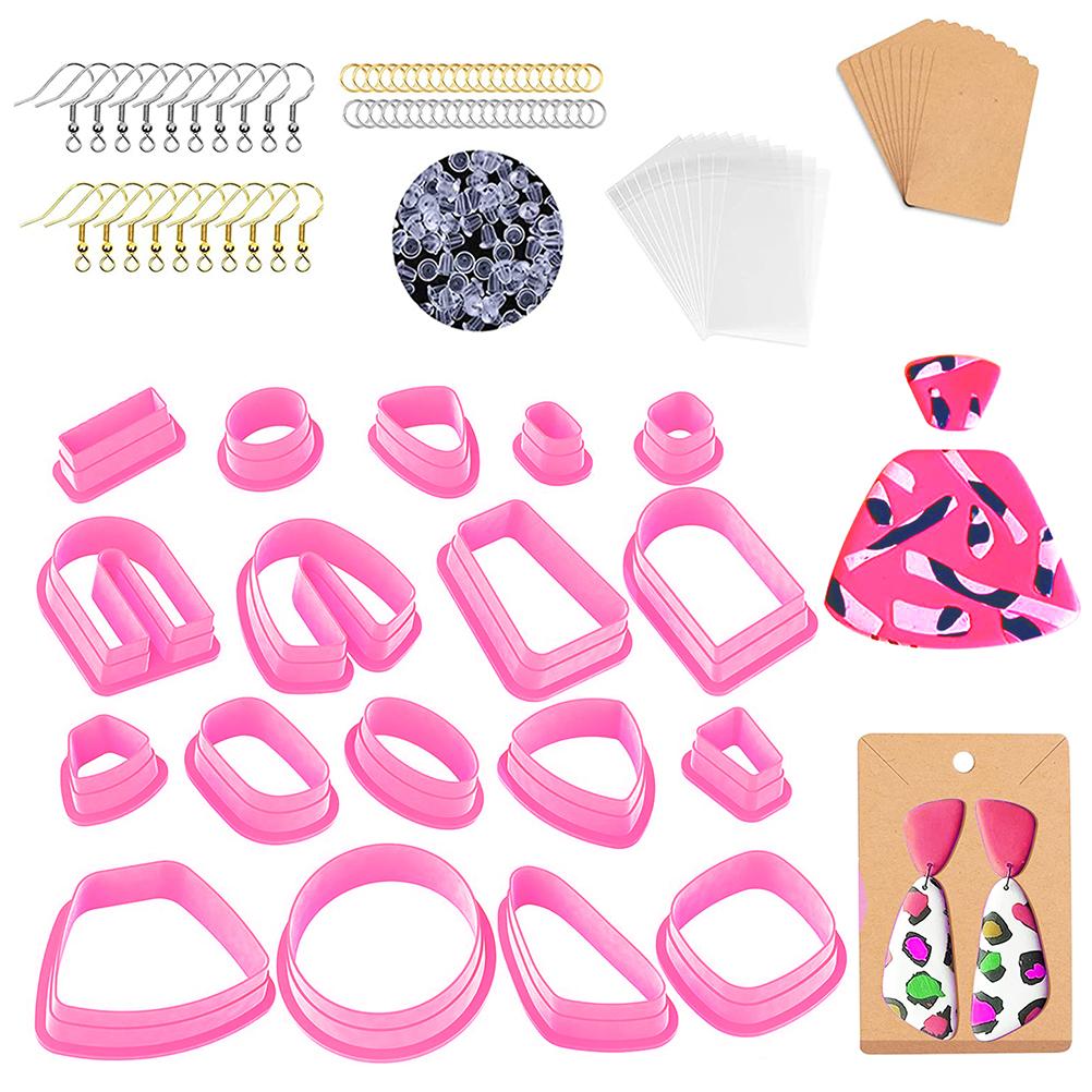 Polymer Clay Cutters DIY Clay Cutters Shapes for Polymer Jewelry Making with Earring Cards Hooks DIY Plastic Bags