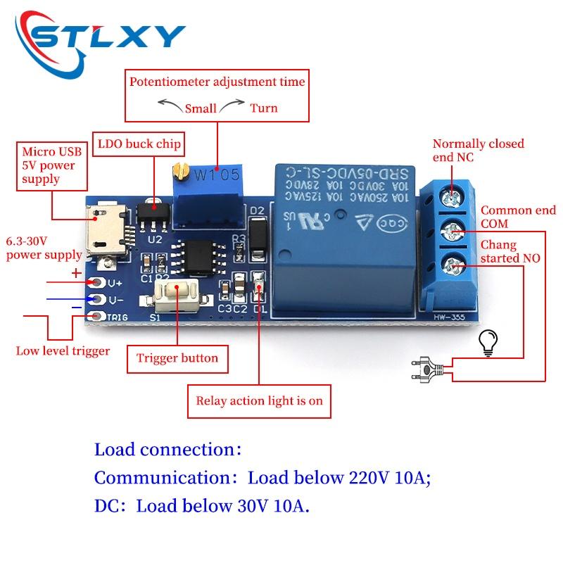 Smart Electronics 5V-30V Micro USB Power Adjustable Delay Relay Timer Control Module Trigger Delay Switch Relays 5