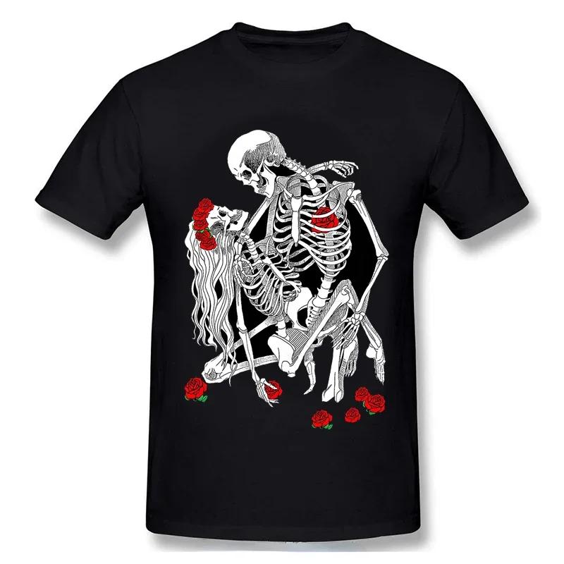 The Lovers Sweet Kiss Skull Tshirts Hug Me Pure Couple Skeleton Skull T Shirt Men Easter Day Death Punk Style T Shirts