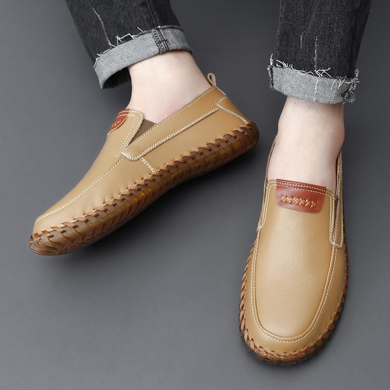 Large Size 45 46 47 Handmade Leather Casual Shoes for Men Loafers Man Moccasins Mens Driving Shoe Slip On Flats Male Rubber Sole