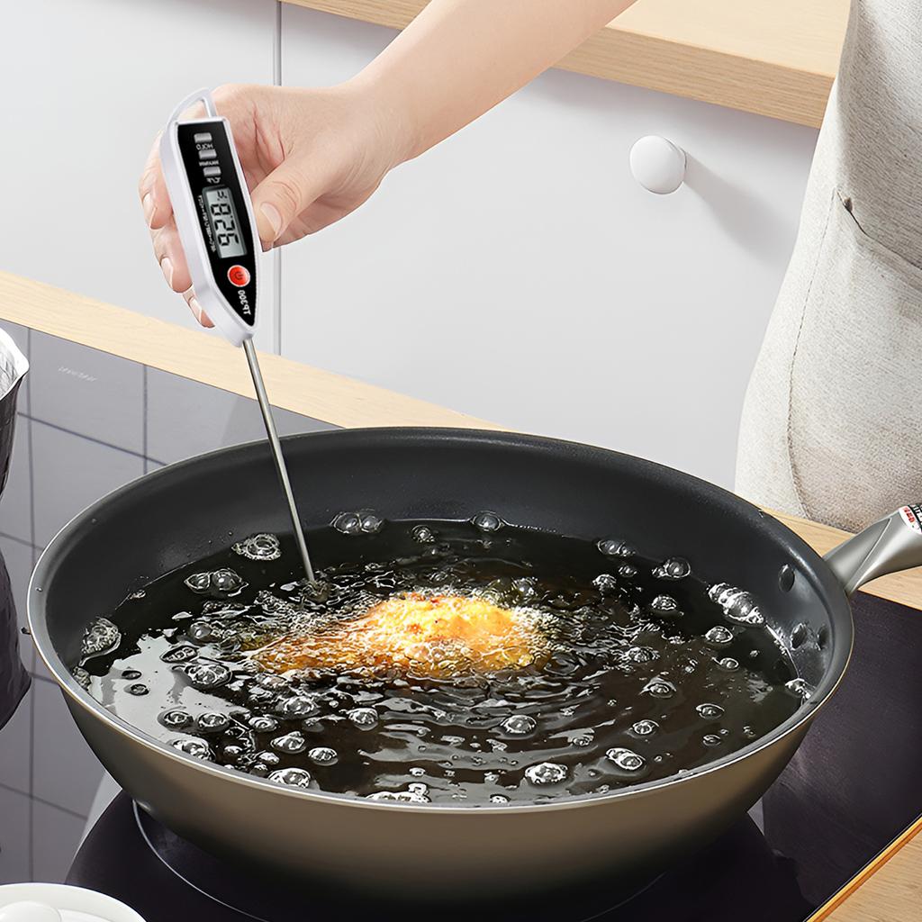 1PCS Kitchen Food Thermometer: Fast Temperature Measurement, High Accuracy, Foldable Design (Battery Included)
