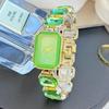 Piccolo Cubo di Zucchero, Grande Gemma, Colore Smeraldo, Orologio Bracciale di Moda di Nicchia di Alta Gamma Lusso Leggero, Orologio Quadrato da Donna