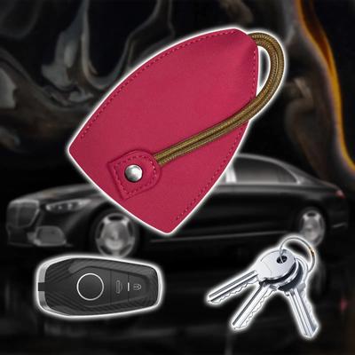 Car Pull-Out Key Case Cover Leather Large-Capacity Key Sleeve Keychain BagsCute Protector Car Key Fob with Holder Hook
