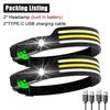 Sensor Headlamp COB LED Head Lamp Flashlight USB Rechargeable Head Torch 5 Lighting Modes Head Light with Built-in Battery