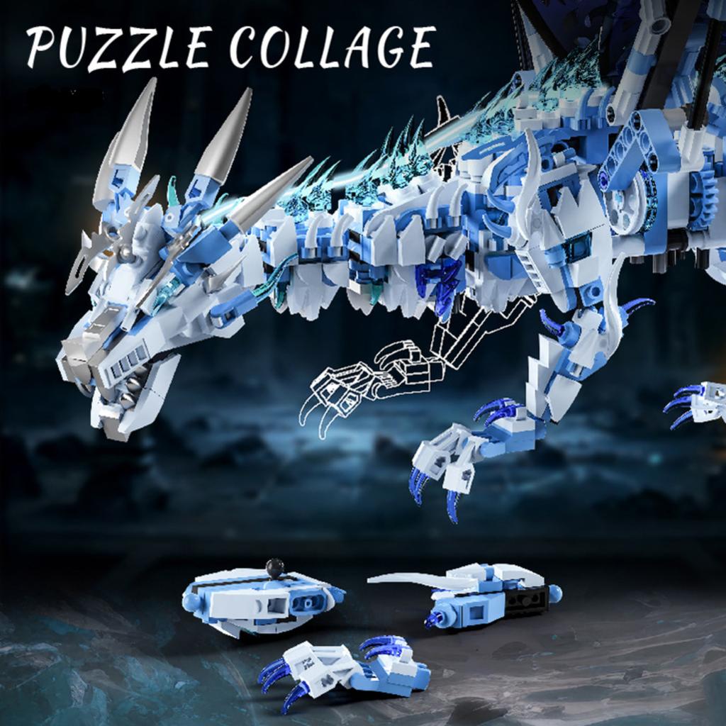Mechanical Light, Frost, Giant Dragon, Beauty And Handcrafted Building Block Toy Model Ornaments For Boys And Girls