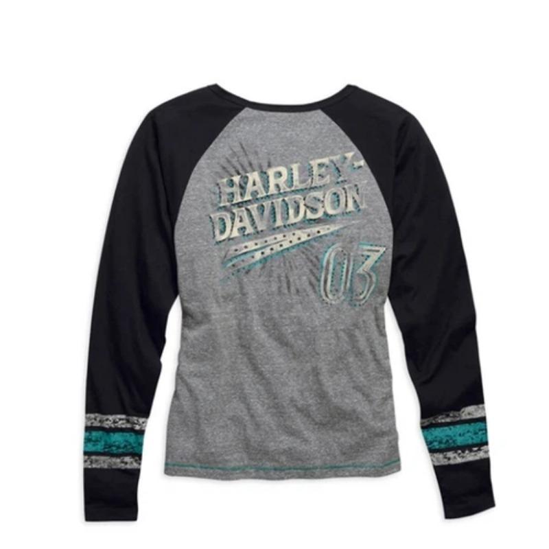 Harley-Davidson Women's Long Sleeve Gray Raglan T-Shirt