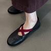 Sheepskin version~ Genuine leather niche cross-strap ballet shoes women's retro versatile flat-bottomed small leather shoes shallow mouth Mary Jane