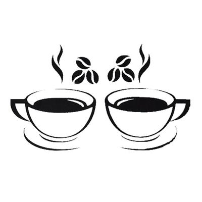 Coffee Cups Beads Pattern Pub Cafe Kitchen Home Decor Art Decal Wall Sticker
