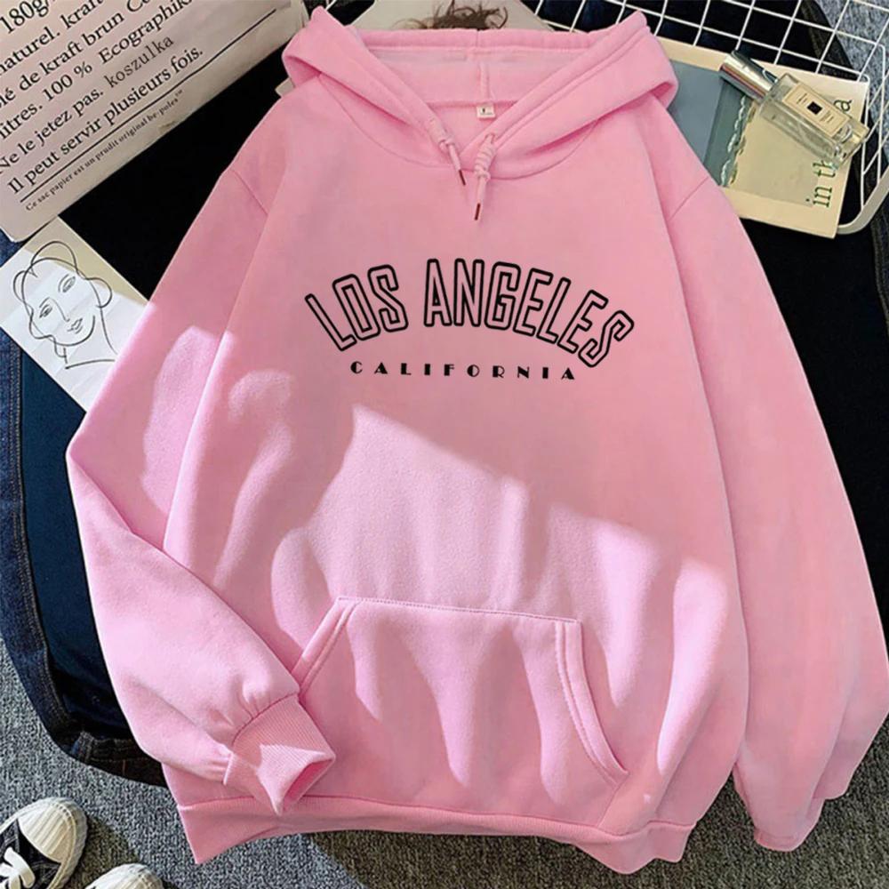 Los Angeles Hooded Sweatshirt with Letter Print, Men's and Women's Styles. Los Angeles Casual Hooded Sweatshirt, Fashionable.