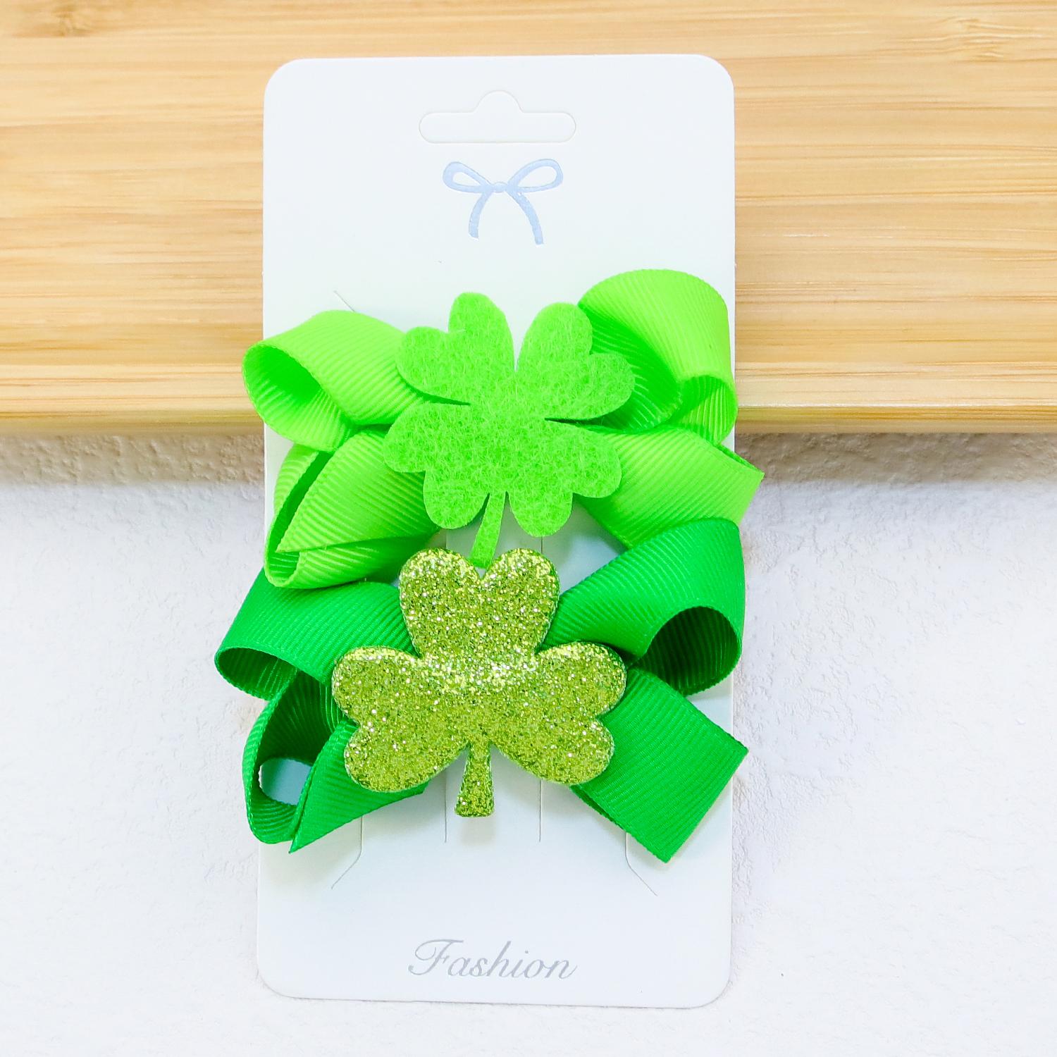 

2pcs/set Girls Saint Patrick s Day Hair Bows Kids Hair Clips Green Bows Barrettes Clips Glitter Bows Party Hair Accessories