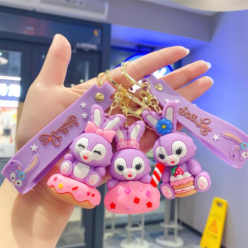 Cartoon Cute Cute Drag Bunny Pendant Car Keychain Children's Toys Small Gifts Doll Machine Accessories