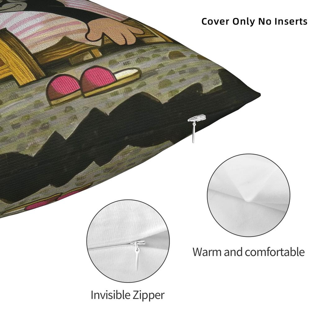 Pillow Case The Little Mole Good Night Comfy  Pillow Cover For Sofa Home Decor Cute Funny Pillowcases